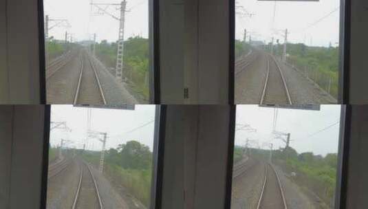 火车第一视角火车尾行驶实拍高清在线视频素材下载