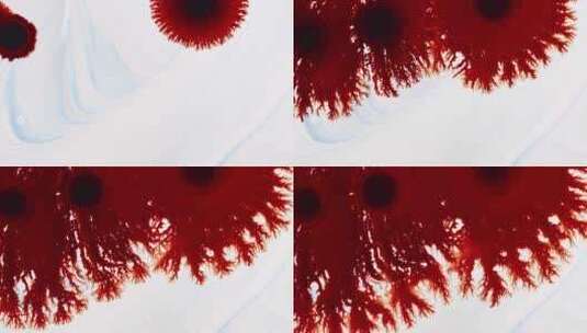 红色墨水滴在白色表面上蔓延高清在线视频素材下载