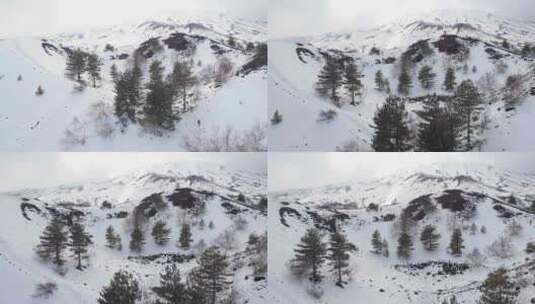 晴天空中白雪覆盖的山脉景色高清在线视频素材下载