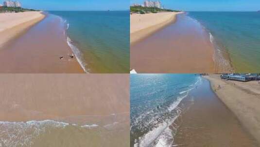 大海海边海水海浪沙滩海滩航拍风景唯美大自高清在线视频素材下载