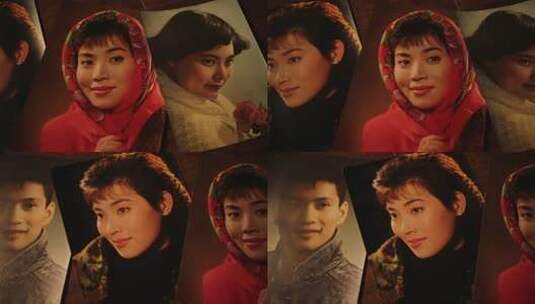 头戴围巾女士的复古照片高清在线视频素材下载