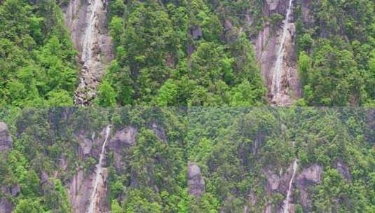 杭州临安牵牛岗山涧瀑布风景航拍高清在线视频素材下载