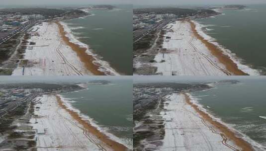 威海国际海水浴场航拍高清在线视频素材下载