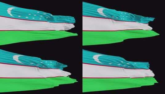 带有阿尔法通道的乌兹别克斯坦国旗在风中慢高清在线视频素材下载