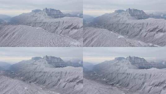 航拍大瓦山雪景和山顶上的电塔高清在线视频素材下载