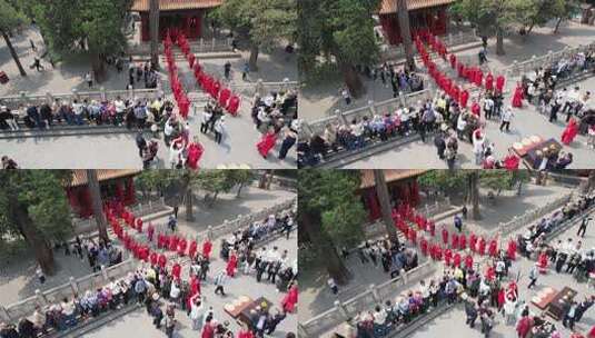 古建筑前传统仪式活动场景高清在线视频素材下载