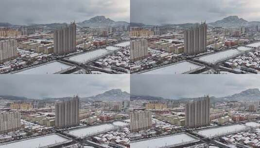 雪后城市  航拍丰宁雪景 雪后城市高清在线视频素材下载