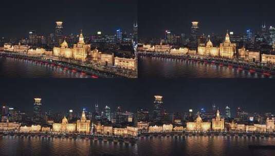 上海外滩建筑夜景俯瞰高清在线视频素材下载