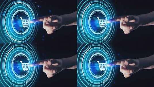 手指点击虚拟购物车画面高清在线视频素材下载