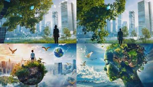 未来视界科技自然 和谐共生虚拟生态数字地高清在线视频素材下载