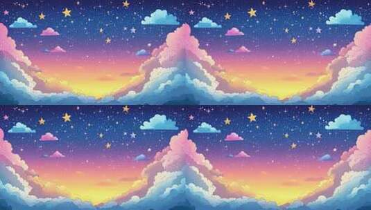 梦幻星空云朵卡通背景高清在线视频素材下载