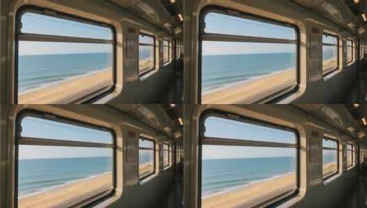 火车车厢内海景视角高清在线视频素材下载