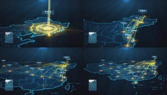 长春市辐射全国地图高清AE视频素材下载