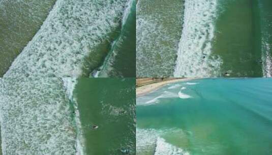 海南万宁石梅湾日月湾冲浪风光大海航拍高清在线视频素材下载