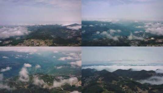 4k无人机航拍恩施建始穿越云海俯瞰山村高清在线视频素材下载
