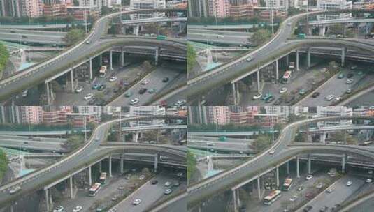 广州黄埔大道立交车流量交通运输慢动作高清在线视频素材下载