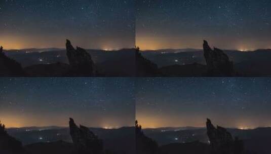 夜空山上的星星延时摄影高清在线视频素材下载