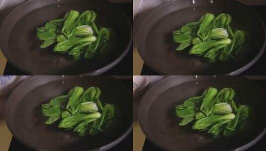 清水焯白灼青菜油菜高清在线视频素材下载
