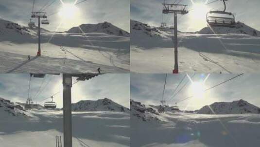从缆车上观看滑雪高清在线视频素材下载