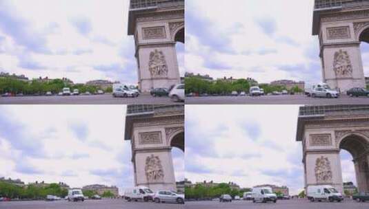 法国巴黎凯旋门周围的交通高清在线视频素材下载