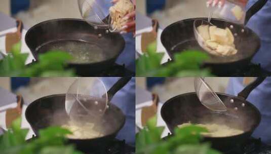 水煮杏鲍菇焯水高清在线视频素材下载