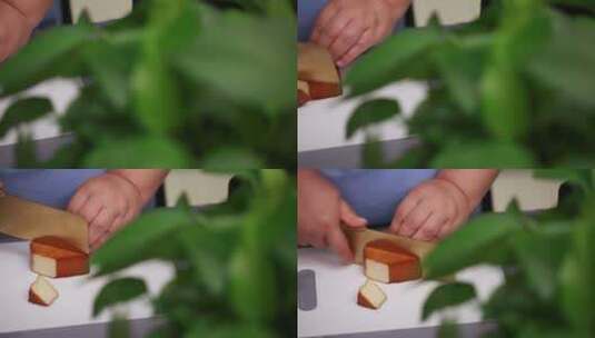 切香干豆制品熏豆皮高清在线视频素材下载