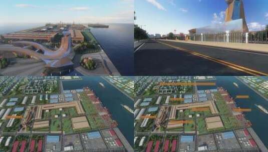 海洋工程装备工厂、码头。产品三维动画高清在线视频素材下载