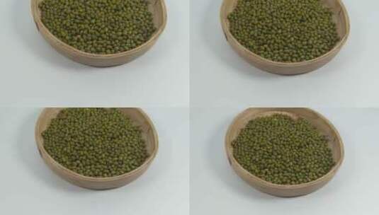 白底滑轨绿豆豆子健康食材高清在线视频素材下载
