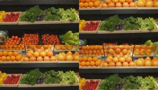 商店里摆放的蔬菜水果高清在线视频素材下载