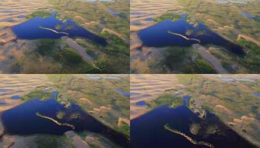 青海湖甘子河口沙漠航拍高清在线视频素材下载