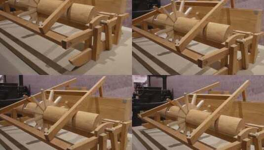 木工木匠石碾子石磨纺车高清在线视频素材下载