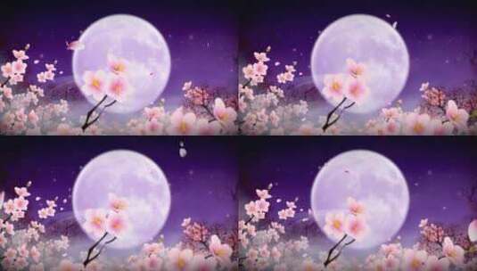 梅花月亮中秋晚会节目唯美舞美大屏背景素材高清在线视频素材下载