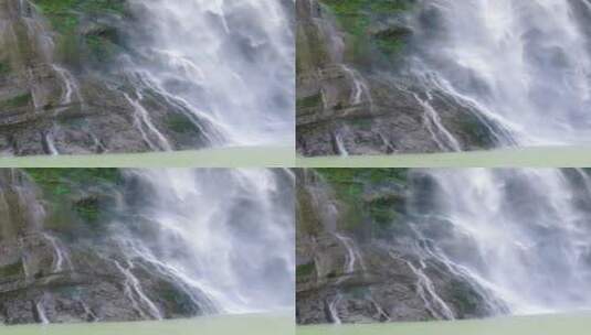 旅游景区湖南湘西大龙洞瀑布网红打卡竖屏高清在线视频素材下载