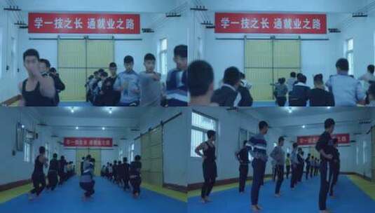 教室里练习武术的学生高清在线视频素材下载