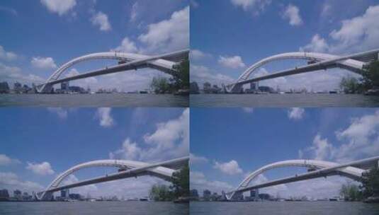 上海卢浦大桥远景延时中景高清在线视频素材下载