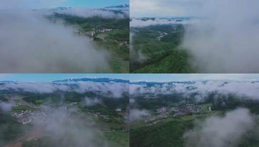 晨雾中的美丽乡村高清在线视频素材下载
