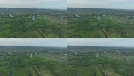 航拍内蒙扎敦河湿地河湾风光高清在线视频素材下载