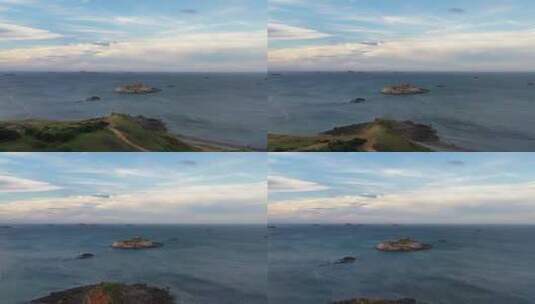 大海航拍海上小岛蓝色大海海岸线高清在线视频素材下载