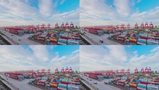 港口集装箱码头 延时拍摄实景视频高清在线视频素材下载