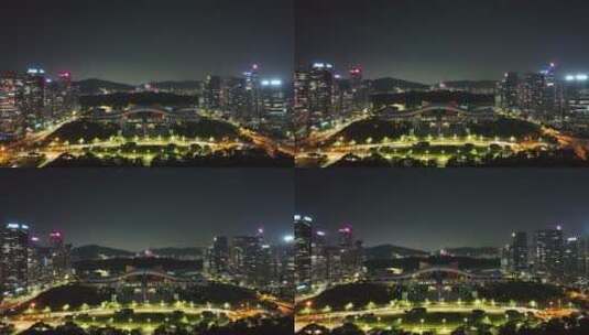 夜晚深圳市民中心航拍4k高清在线视频素材下载