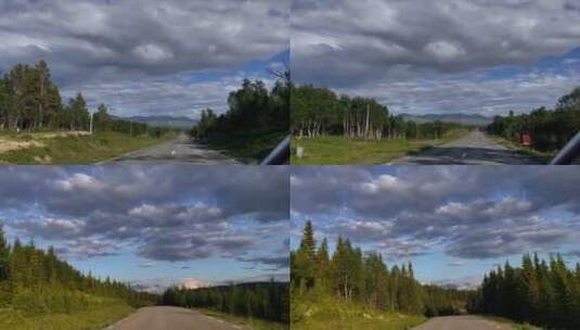 汽车森林公路行驶美丽景色高清在线视频素材下载