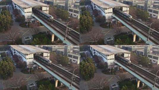 上海松江地铁9号线航拍高清在线视频素材下载