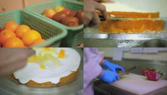 水果蛋糕做蛋糕生日蛋糕制作流程裱花高清在线视频素材下载