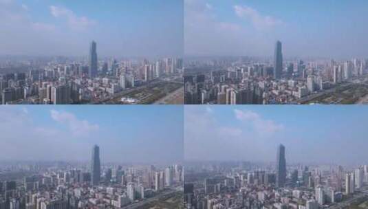 航拍武汉城市地标天际线高楼街景高清在线视频素材下载