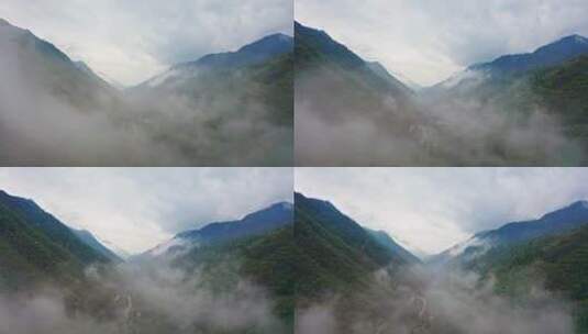 大山山脉峡谷云雾蒸气右移穿出高清在线视频素材下载
