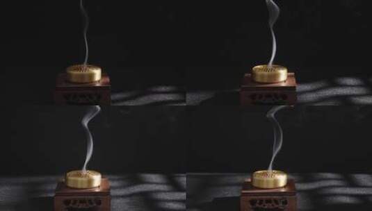 沉香烟雾从香炉中袅袅升起高清在线视频素材下载