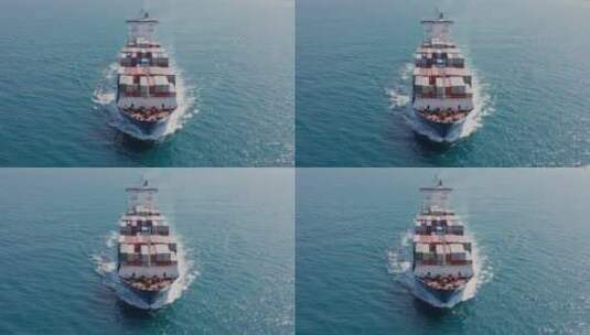 航拍货船在海洋航行高清在线视频素材下载