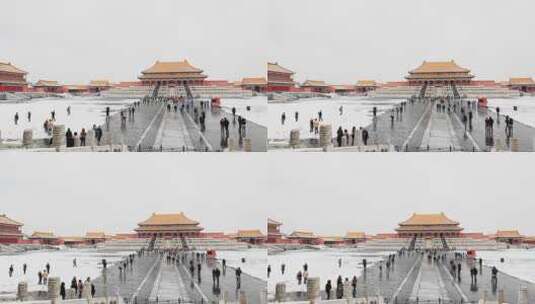 下雪的故宫紫禁城高清在线视频素材下载