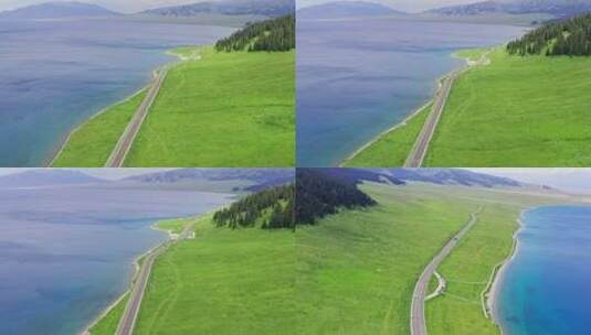 新疆赛里木湖航拍高清在线视频素材下载