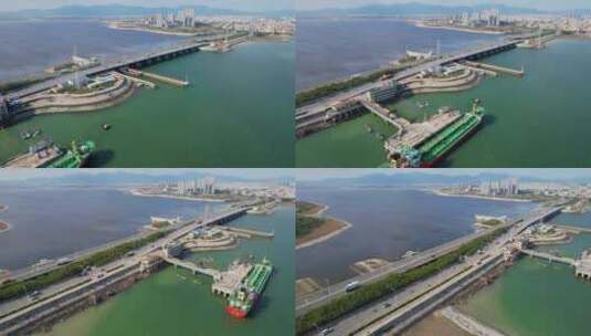 航拍厦门新阳大桥建筑景观高清在线视频素材下载